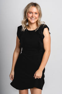 Ruffle sleeve dress black - Cute dress - Trendy Dresses at Lush Fashion Lounge Boutique in Oklahoma City