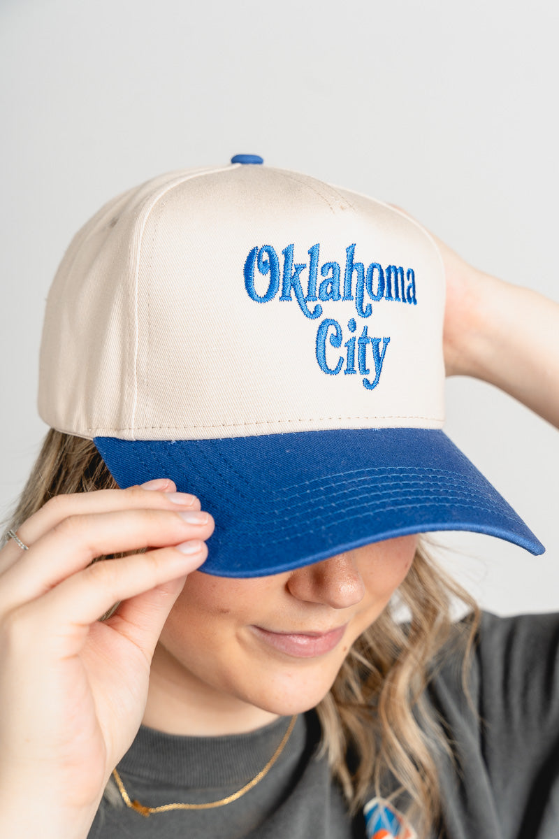 Oklahoma book mania hat natural/royal - Trendy Gifts at Lush Fashion Lounge Boutique in Oklahoma City