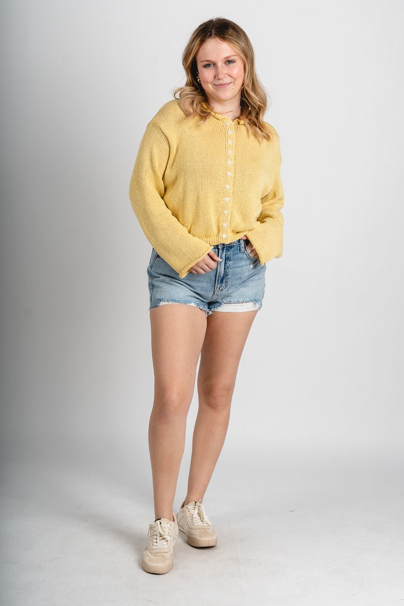 Lightweight sweater cardigan banana – Unique Sweaters | Lounging Sweaters and Womens Fashion Sweaters at Lush Fashion Lounge Boutique in Oklahoma City