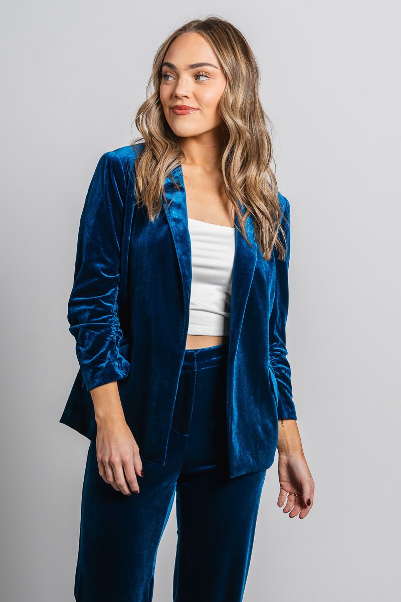 Velvet blazer teal