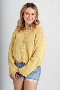 Lightweight sweater cardigan banana - Affordable Cardigan - Boutique Cardigans & Trendy Kimonos at Lush Fashion Lounge Boutique in Oklahoma City