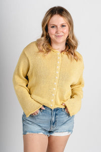 Lightweight sweater cardigan banana - Cute Cardigan - Trendy Cardigans & Stylish Kimonos at Lush Fashion Lounge Boutique in Oklahoma City