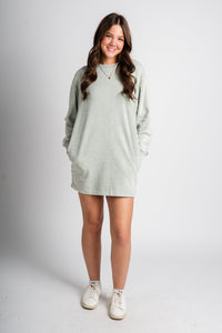 Sweatshirt dress sage green - Fun dress - Unique Lounge Looks at Lush Fashion Lounge Boutique in Oklahoma