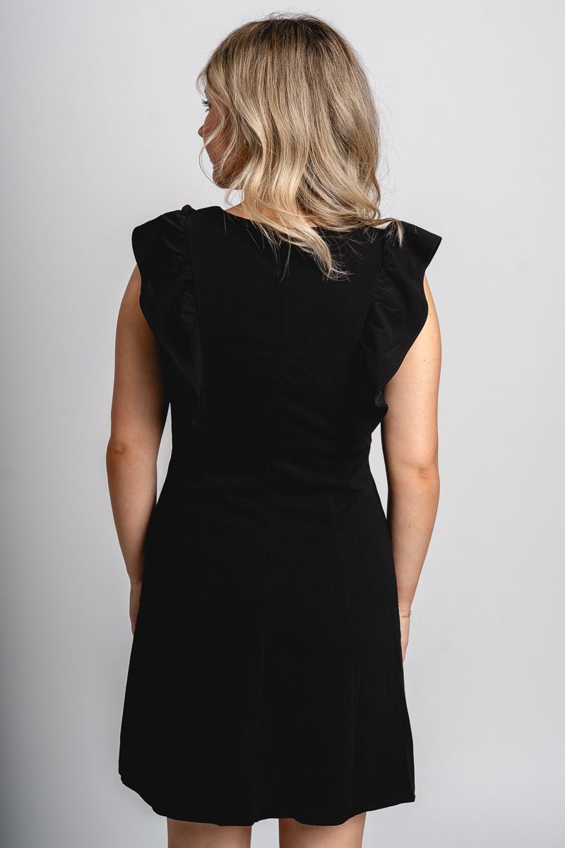 Ruffle sleeve dress black