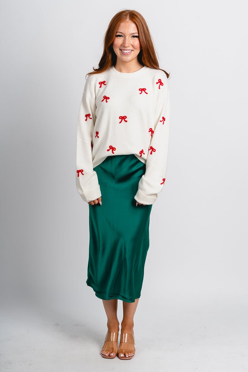 Z Supply tie the ribbon sweater warm white - Z Supply Sweater - Z Supply Clothing at Lush Fashion Lounge Trendy Boutique Oklahoma City