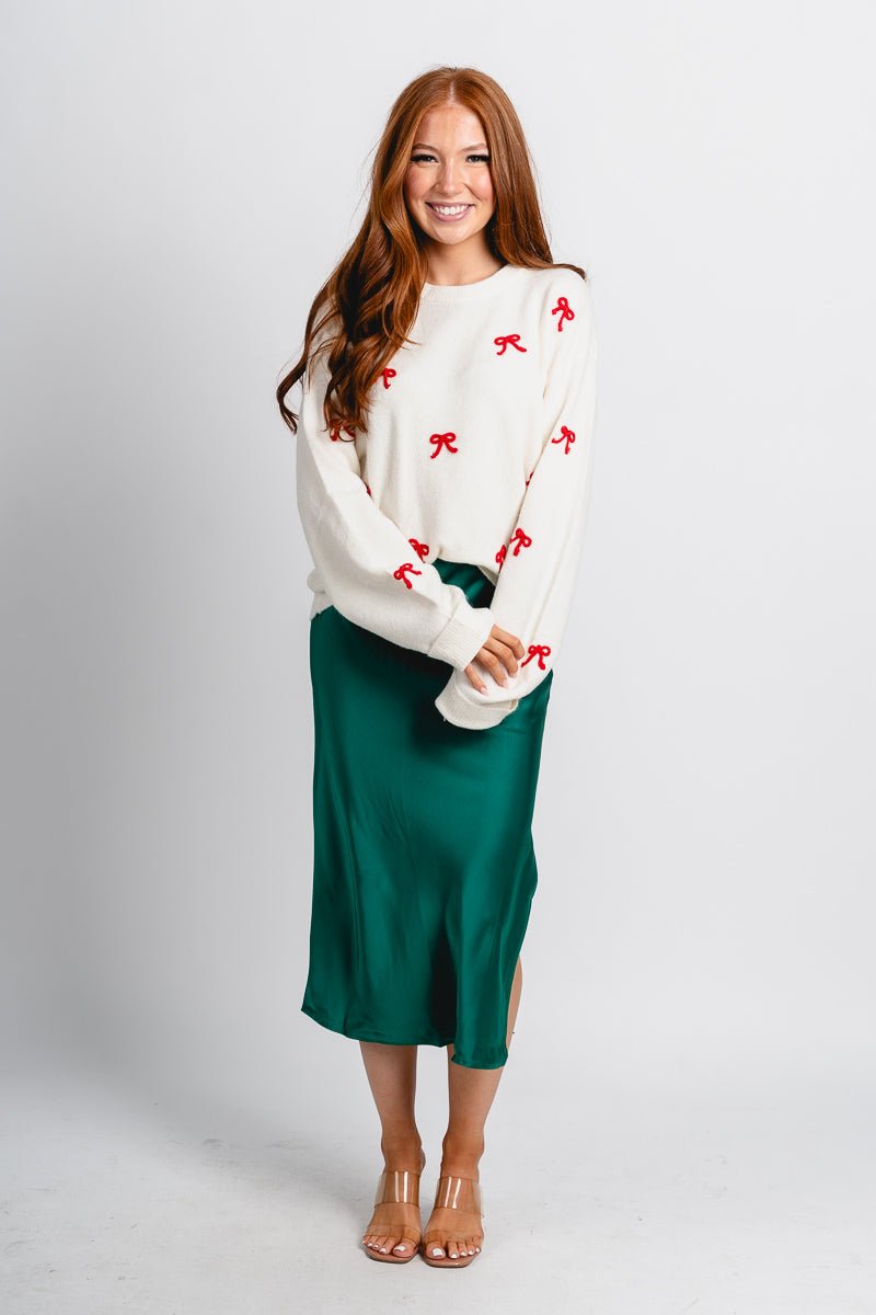 Z Supply tie the ribbon sweater warm white - Z Supply Sweater - Z Supply Tees & Tanks at Lush Fashion Lounge Trendy Boutique Oklahoma City