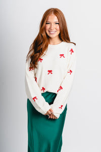Z Supply tie the ribbon sweater warm white - Z Supply Sweater - Z Supply Apparel at Lush Fashion Lounge Trendy Boutique Oklahoma City