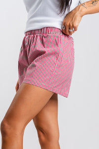 Gingham boxer shorts red/white - Cute Shorts - Trendy Shorts at Lush Fashion Lounge Boutique in Oklahoma City