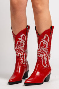 Amaya classic western boot cherry - Cute cowboy boot - Trendy Shoes at Lush Fashion Lounge Boutique in Oklahoma City