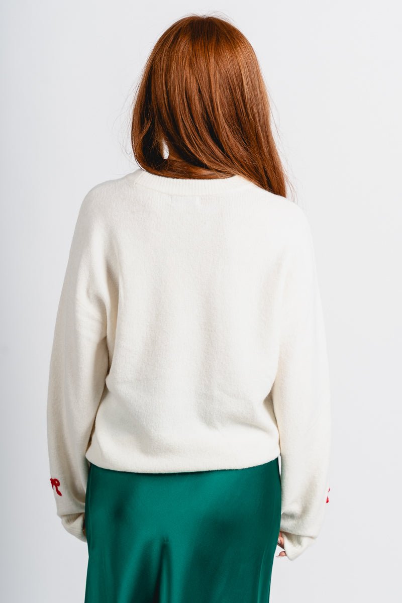 Z Supply tie the ribbon sweater warm white