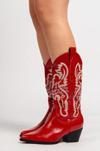 Amaya classic western boot cherry - Trendy cowboy boot - Fashion Shoes at Lush Fashion Lounge Boutique in Oklahoma City