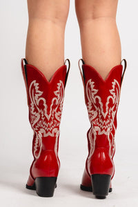 Amaya classic western boot cherry Stylish cowboy boot - Womens Fashion Shoes at Lush Fashion Lounge Boutique in Oklahoma City