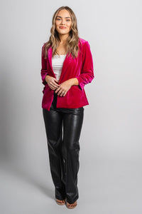 Velvet button blazer magenta – Fashionable Jackets | Trendy Blazers at Lush Fashion Lounge Boutique in Oklahoma City