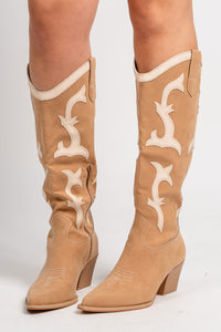 Adriana rodeo cowboy boot camel - Cute cowboy boot - Trendy Shoes at Lush Fashion Lounge Boutique in Oklahoma City