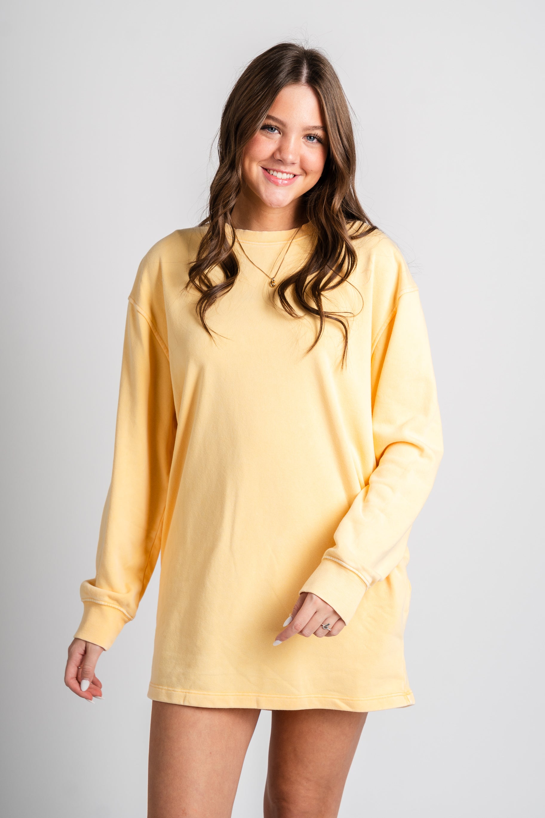 Sweatshirt dress sunflower - Trendy dress - Cute Loungewear Collection at Lush Fashion Lounge Boutique in Oklahoma City