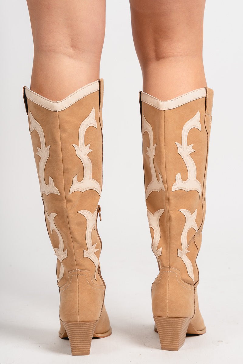 Adriana rodeo cowboy boot camel Stylish cowboy boot - Womens Fashion Shoes at Lush Fashion Lounge Boutique in Oklahoma City