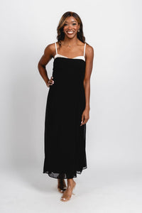 Sweetheart midi dress black/cream - Trendy dress - Fashion Dresses at Lush Fashion Lounge Boutique in Oklahoma City