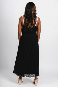 Sweetheart midi dress black/cream - Affordable dress - Boutique Dresses at Lush Fashion Lounge Boutique in Oklahoma City