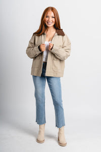 Kathleen barn jacket khaki – Unique Blazers | Cute Blazers For Women at Lush Fashion Lounge Boutique in Oklahoma City