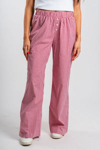 Gingham boxer pants red/white | Lush Fashion Lounge: women's boutique pants, boutique women's pants, affordable boutique pants, women's fashion pants