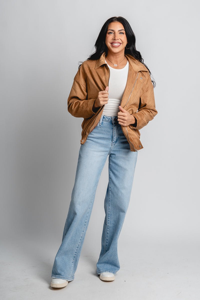 Suede jacket camel – Fashionable Jackets | Trendy Blazers at Lush Fashion Lounge Boutique in Oklahoma City