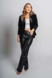 Velvet rhinestone blazer black – Unique Blazers | Cute Blazers For Women at Lush Fashion Lounge Boutique in Oklahoma City