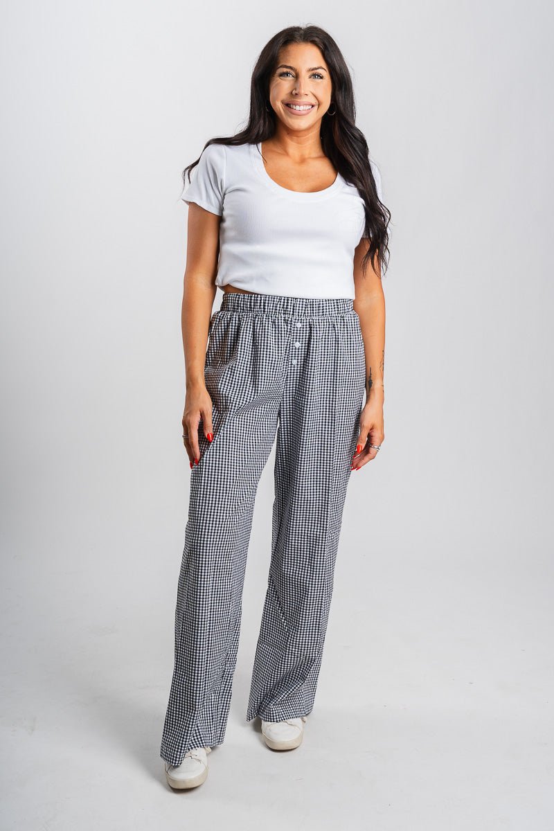 Gingham boxer pants black/white | Lush Fashion Lounge: women's boutique pants, boutique women's pants, affordable boutique pants, women's fashion pants