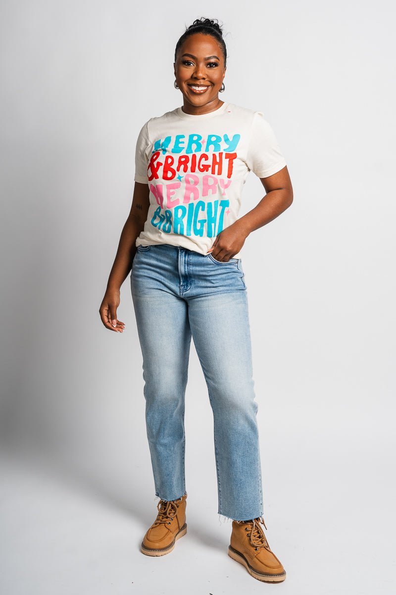 Merry & Bright repeater t-shirt cream