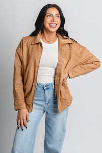 Suede jacket camel – Trendy Jackets | Cute Fashion Blazers at Lush Fashion Lounge Boutique in Oklahoma City