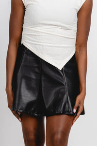 Faux leather mini skirt black | Lush Fashion Lounge: boutique fashion skirts, affordable boutique skirts, cute affordable skirts