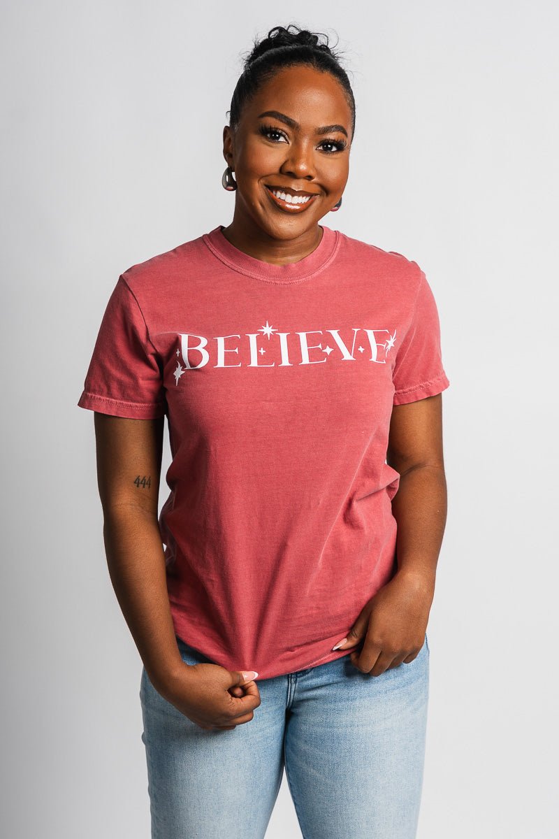 Believe comfort color t-shirt crimson