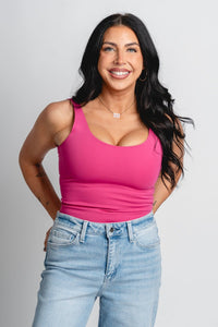 Scoop neck bodysuit hot pink - Affordable Bodysuit - Boutique Bodysuits at Lush Fashion Lounge Boutique in Oklahoma City