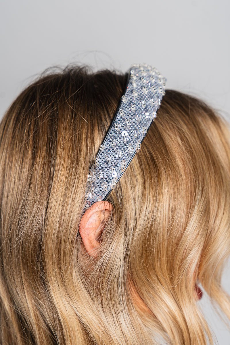 Sequin glitter headband silver - Trendy headband - Cute Hair Accessories at Lush Fashion Lounge Boutique in Oklahoma City