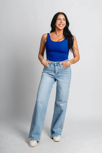 Scoop neck bodysuit royal blue - Trendy Bodysuit - Fashion Bodysuits at Lush Fashion Lounge Boutique in Oklahoma City