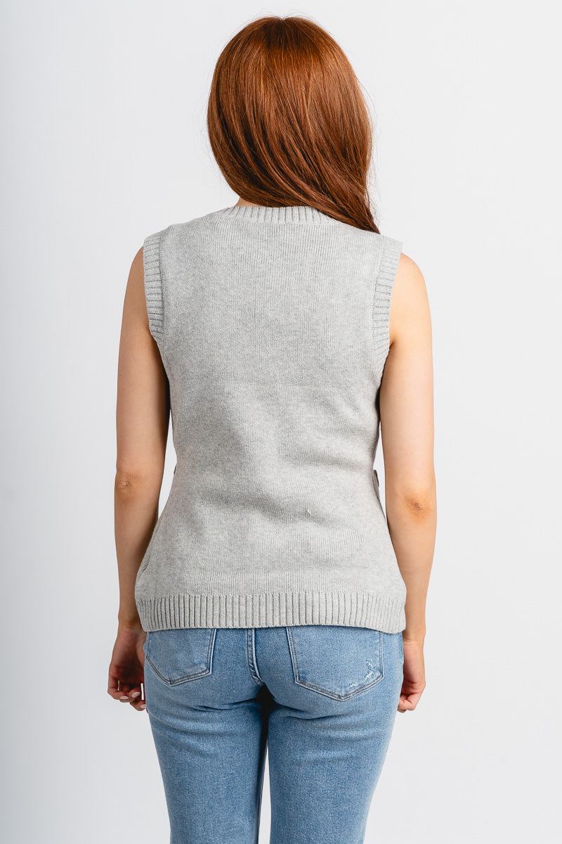 Knit sweater vest heather grey