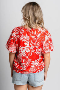 Tropical short sleeve top red - Adorable top - Stylish Vacation T-Shirts at Lush Fashion Lounge Boutique in Oklahoma City