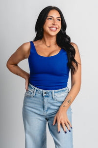 Scoop neck bodysuit royal blue - Cute Bodysuit - Trendy Bodysuits at Lush Fashion Lounge Boutique in Oklahoma City