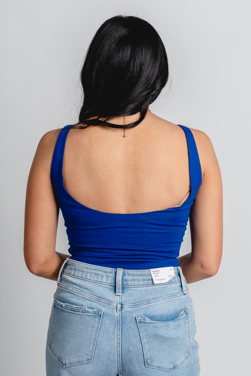 Scoop neck bodysuit royal blue