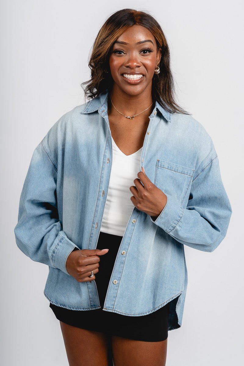 Button down denim shirt light denim