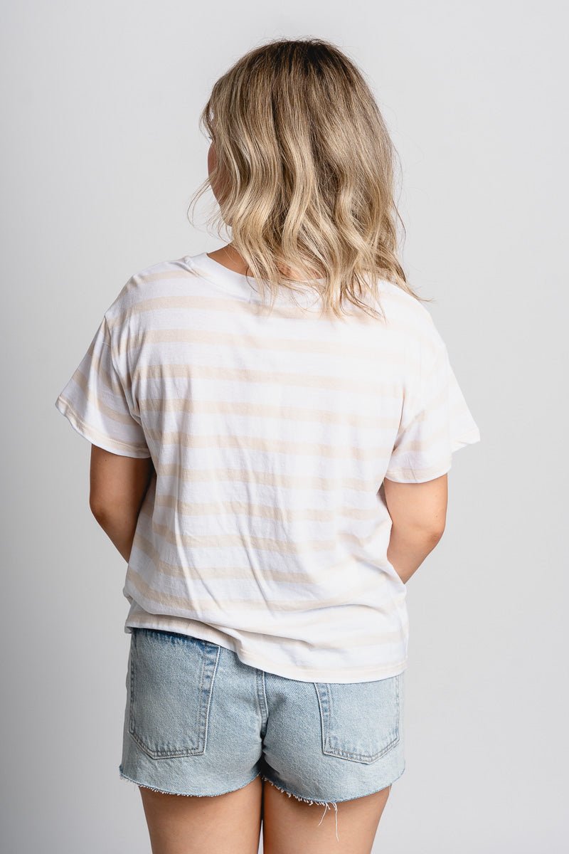 Z Supply Go To striped tee panna cotta - Z Supply T-shirt - Z Supply Fashion at Lush Fashion Lounge Trendy Boutique Oklahoma City