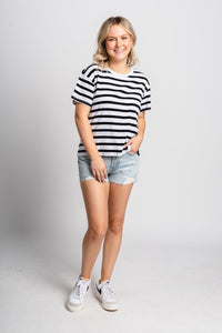 Z Supply Go To striped tee black - Z Supply T-shirt - Z Supply Clothing at Lush Fashion Lounge Trendy Boutique Oklahoma City