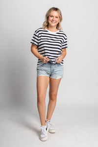 Z Supply Go To striped tee black - Z Supply T-shirt - Z Supply Tees & Tanks at Lush Fashion Lounge Trendy Boutique Oklahoma City