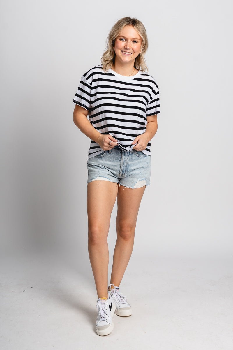 Z Supply Go To striped tee black - Z Supply T-shirt - Z Supply Tees & Tanks at Lush Fashion Lounge Trendy Boutique Oklahoma City