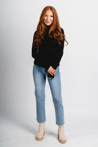 Z Supply Lira long sleeve top black - Z Supply Top - Z Supply Tees & Tanks at Lush Fashion Lounge Trendy Boutique Oklahoma City