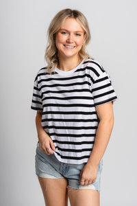 Z Supply Go To striped tee black - Z Supply T-shirt - Z Supply Tops, Dresses, Tanks, Tees, Cardigans, Joggers and Loungewear at Lush Fashion Lounge