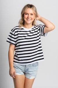 Z Supply Go To striped tee black - Z Supply T-shirt - Z Supply Apparel at Lush Fashion Lounge Trendy Boutique Oklahoma City
