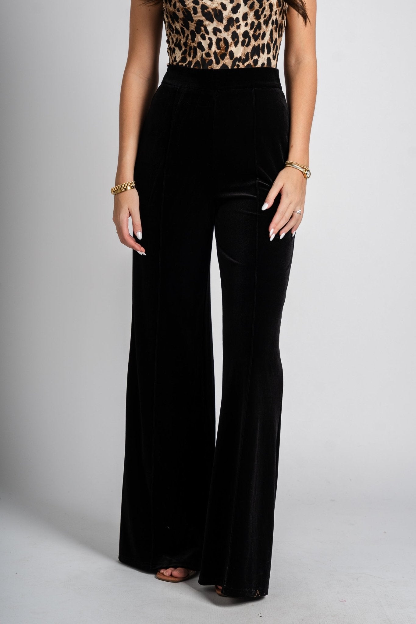 Velvet palazzo pants black | Lush Fashion Lounge: women's boutique pants, boutique women's pants, affordable boutique pants, women's fashion pants