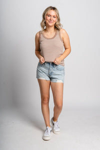 Z Supply Elin striped tank top iced coffee - Z Supply Tank Top - Z Supply Clothing at Lush Fashion Lounge Trendy Boutique Oklahoma City