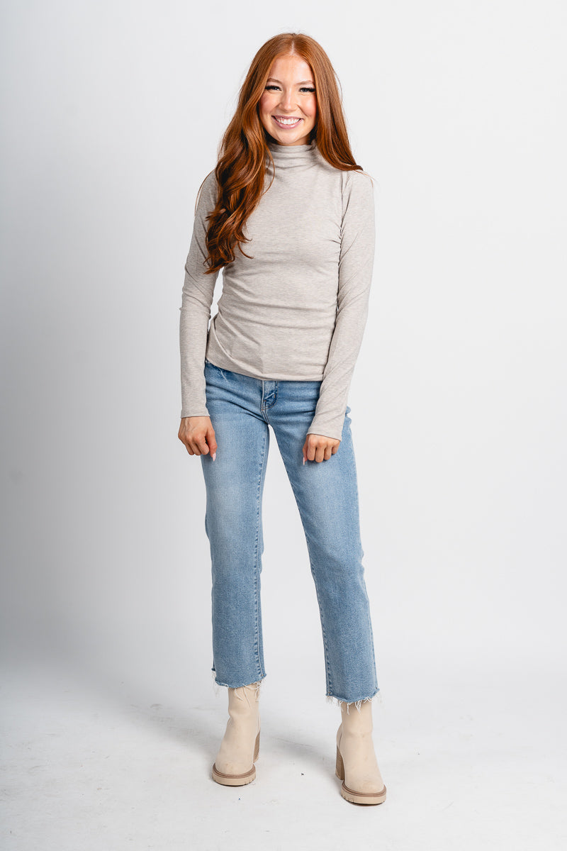 Z Supply Lira long sleeve top natural heather - Z Supply Top - Z Supply Clothing at Lush Fashion Lounge Trendy Boutique Oklahoma City