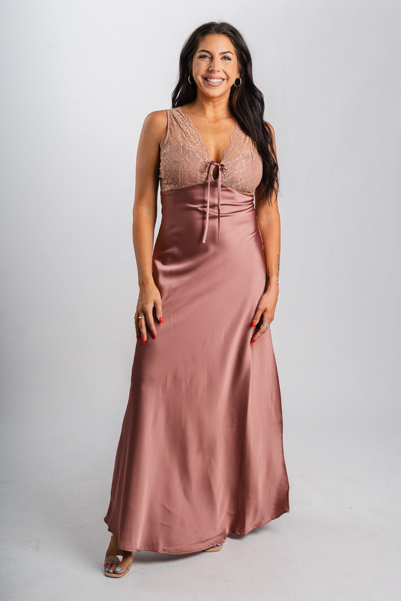 Lace trim midi dress blush cashmere | Trendy Dresses - Lush Fashion Lounge Lace trim midi dress blush cashmere | Trendy Dresses - Lush Fashion Lounge